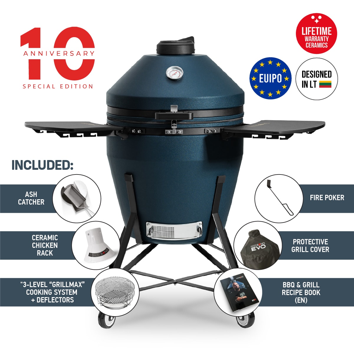 Kamado Bono EVO Grande Navy Blue Matte 25″ Ceramic Grill | Norfolk Stoves