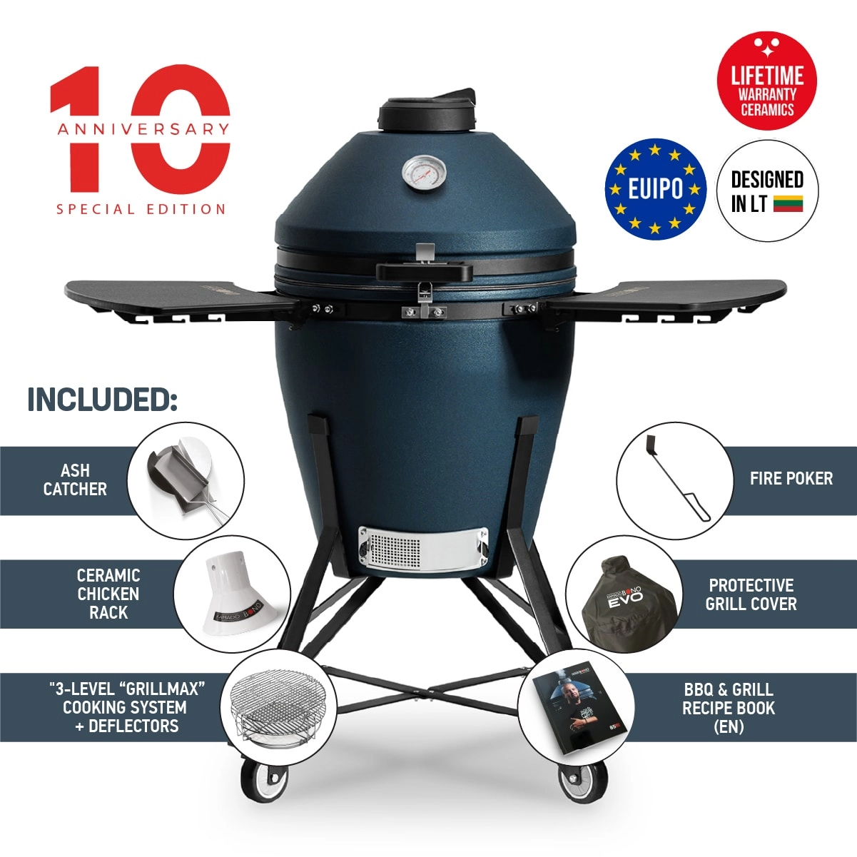 Kamado Bono EVO Media Navy Blue Matte 22″ Ceramic Grill | Norfolk Stoves