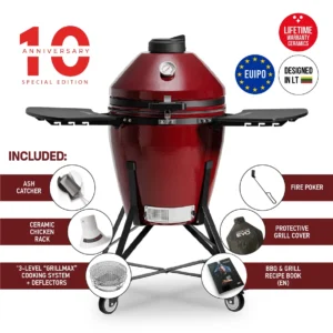 Kamado Bono EVO Media Royal Red 22″ Ceramic Grill | Norfolk Stoves