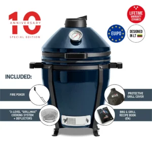 Kamado Bono EVO Minimo Navy Blue 16″ Ceramic Grill | Norfolk Stoves