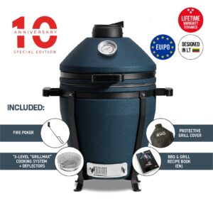 Kamado Bono EVO Minimo Navy Blue Matte 16″ Ceramic Grill