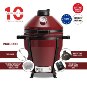 Kamado Bono EVO Minimo Royal Red 16″ Ceramic Grill)
